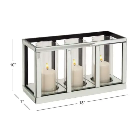 18" Silver Mirror Glam Candlestick Holder {5}