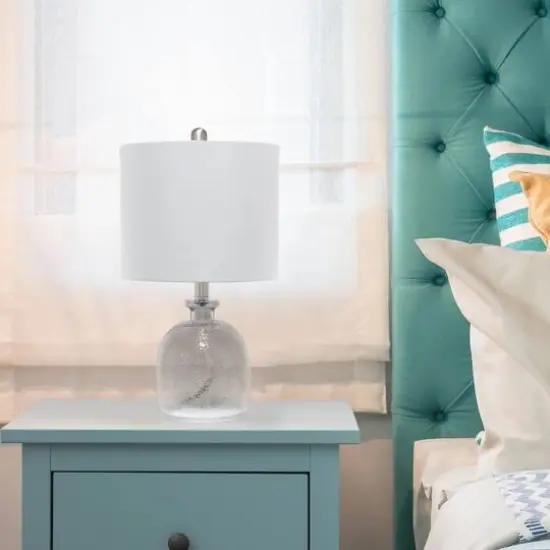 Lalia Home 20" Smokey Gray Hammered Glass Jar Table Lamp Smokey Gray and Gray Shade {6}