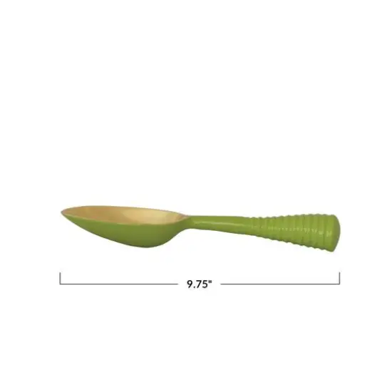 Hello Honey Enameled Aluminum Scoop with Ribbed Handle, Gold Finish and Green {6}