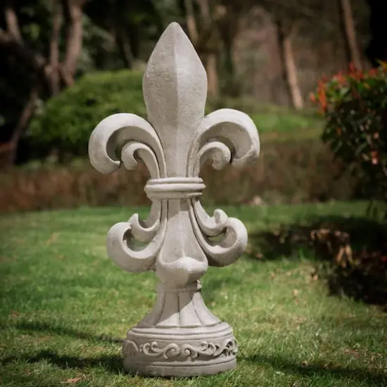 Glitzhome&reg; 27" Standing Fleur-de-Lis Garden Statue Concrete {5}