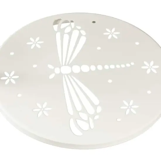 24" White Metal Folding 3-Tier Plant Stand with Dragonfly & Star Cutouts {3}