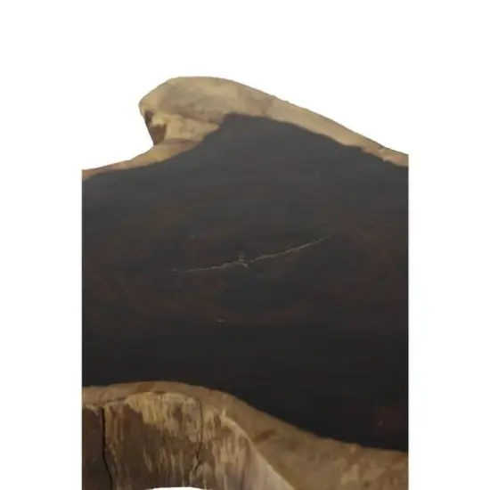 21" Brown Rosewood & Metal Contemporary Accent Table {7}