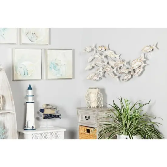 45" White Wood Coastal Wall Decor {7}