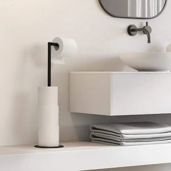 NEX&trade; 21" Black Freestanding Metal Toilet Paper Holder {5}