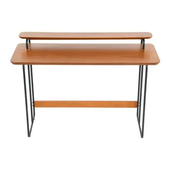 Hello Honey&reg; Pacifica Mid-Century Modern Computer Desk Black/Almond {6}