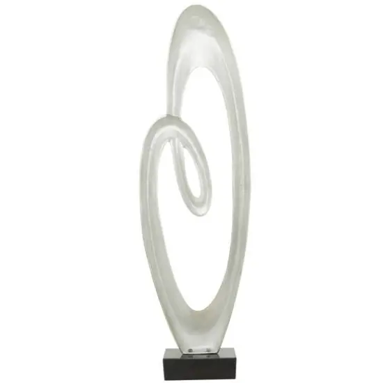 52" Aluminum Swirl Abstract Sculpture with Black Base Silver {5}