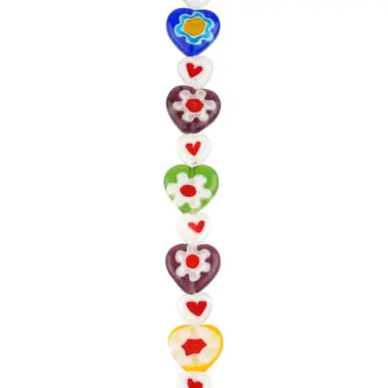 Millefiori Flower Glass Heart Bead Mix by Bead Landing&trade; {1}