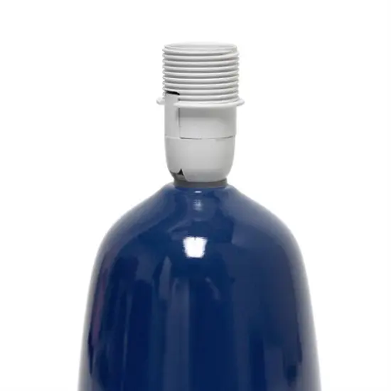 Simple Designs 10" Thimble Base Ceramic Table Lamp Navy Blue {5}