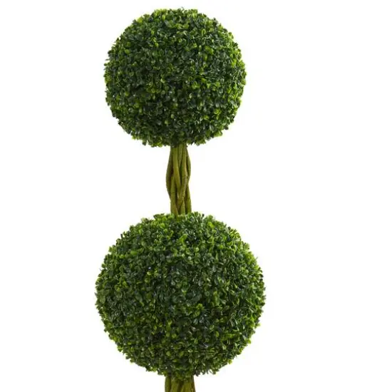 5ft. Double Ball Boxwood Topiary Tree in White Tower Planter {3}