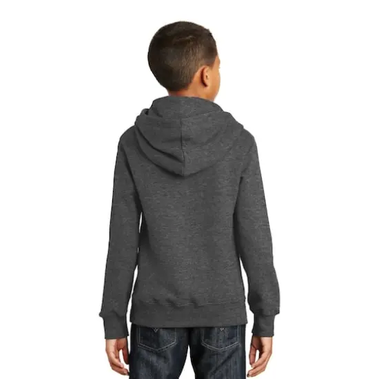 Port & Company&reg; Fan Favorite Youth Fleece Pullover Hooded Sweatshirt Dark Heather Grey {6}