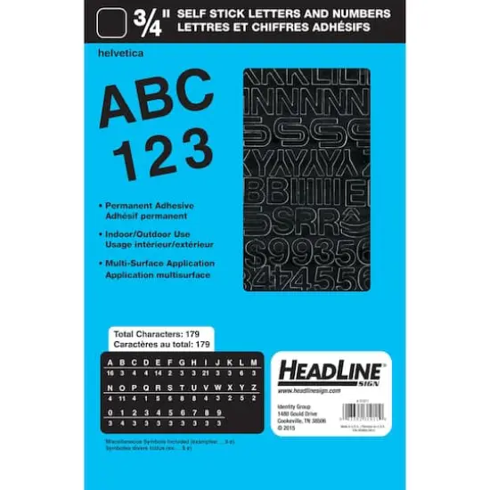 Headline Sign&reg; Black Helvetica Letters & Numbers Vinyl Stickers, 3/4'' {1}