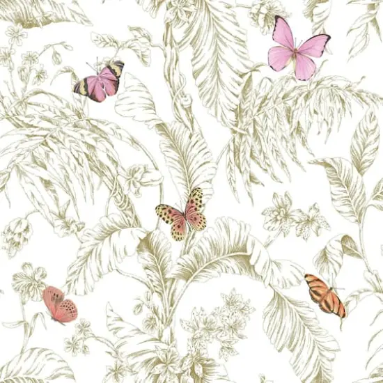 RoomMates Butterfly Sketch Peel & Stick Wallpaper Pink and Gold {1}