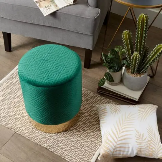 16.5" Green Velvet Stool {5}