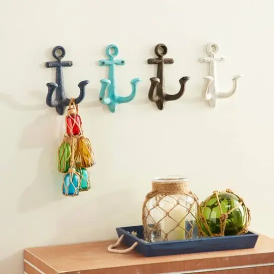 Multi Colored Metal Coastal Wall Hook, 4ct. {9}