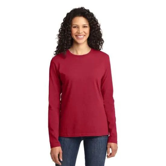 Port & Company® Core Cotton Colors Long Sleeve Ladies T-Shirt Red {4}
