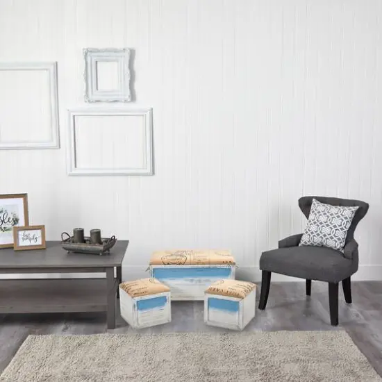 Ocean Breeze Storage Boxes, Bench and Seating Set {6}