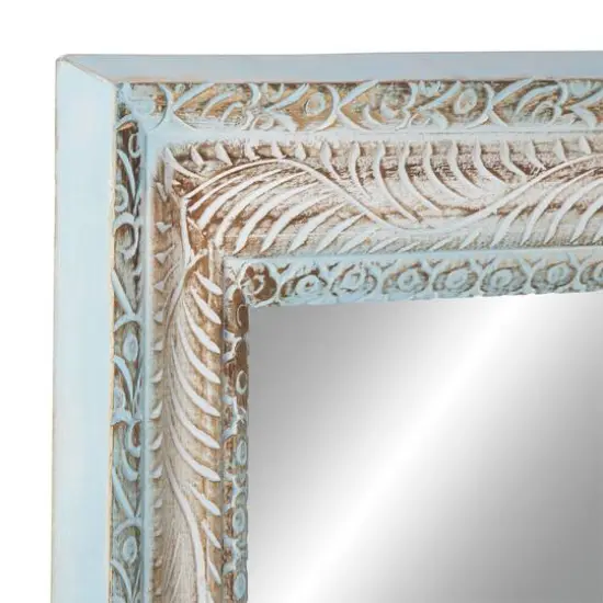 48" White Wood Farmhouse Wall Mirror {4}