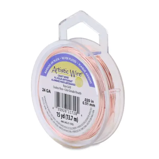 Artistic Wire&reg; 24 Gauge Silver Plated Tarnish Resistant Colored Copper Craft Wire, 15yd. Rose Gold {1}