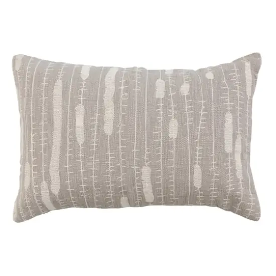 Hello Honey&reg; Gray & Cream Embroidered Cotton Lumbar Pillow Cover {1}