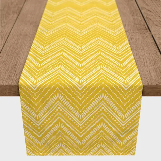 Yellow Tribal Sketches Indoor/Outdoor Table Runner {4}