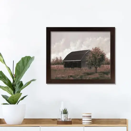 Black Barn Landscape Walnut Framed Print {4}