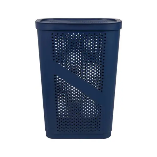 Mind Reader 17" x 24" Slim Plastic Laundry Hamper Navy {6}