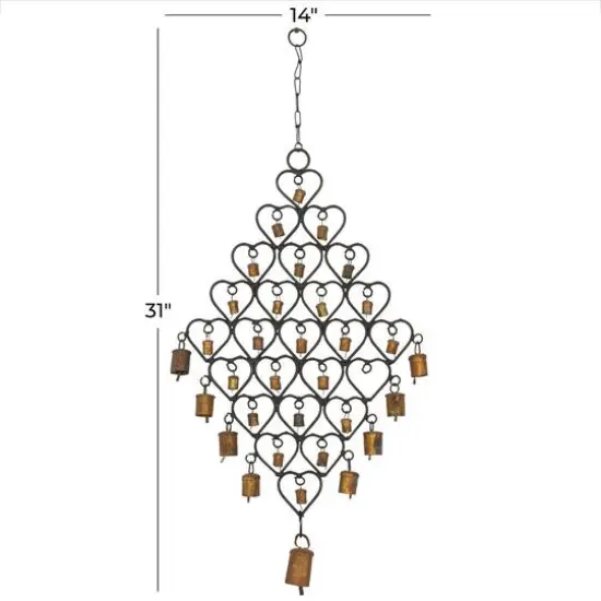 31" Brass Metal Heart Eclectic Windchime {6}