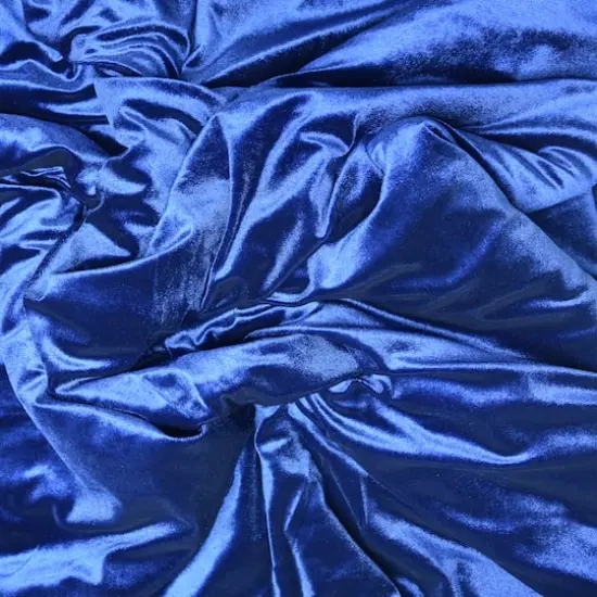 Feldman Solid Stretch Velvet Fabric Blue {5}