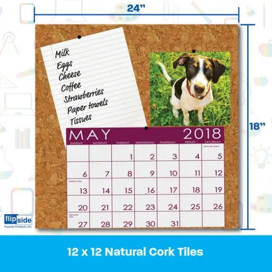 Flipside Products 6" x 6" Natural Cork Tiles, 3 Packs of 4 {6}