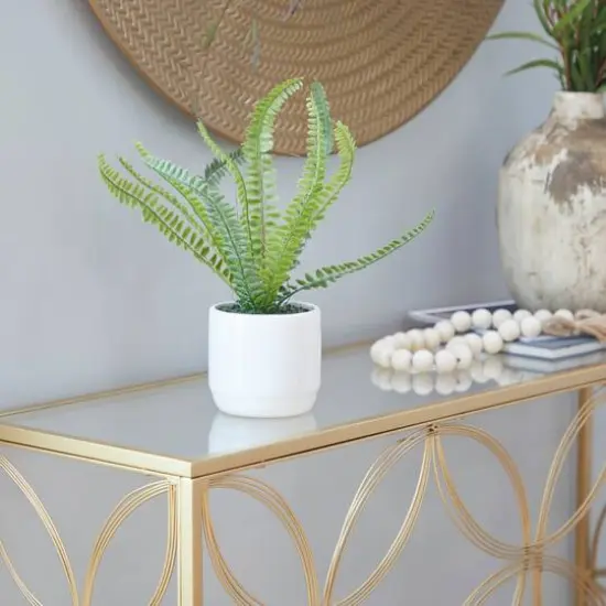 White Ceramic Contemporary Artificial Foliage, 14" x 12" x 13" {7}