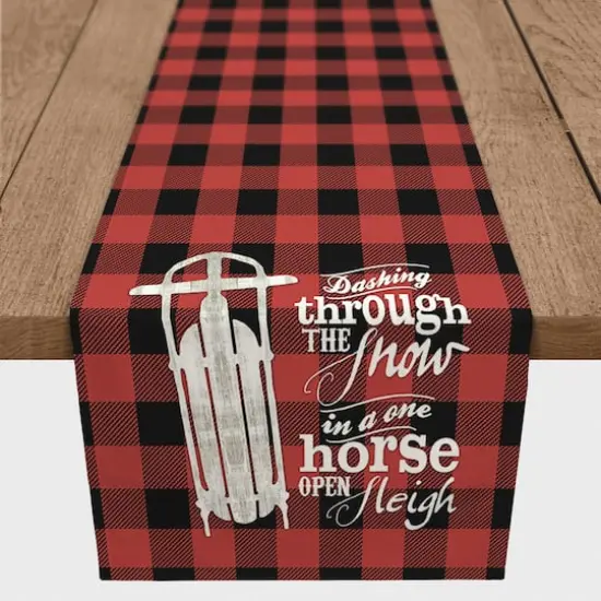 One Horse Open Sleigh Poly Twill Table Runner {3}