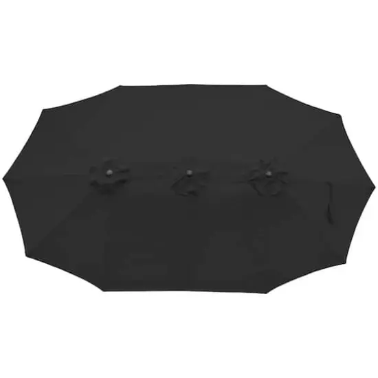 15ft. Outdoor Patio Market Umbrella with Hand Crank Black {3}