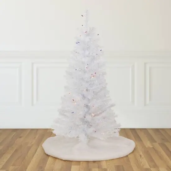 4ft. Pre-Lit White Rockport Pine Artificial Christmas Tree, Multicolor Lights {3}