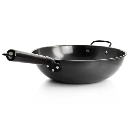 Gibson Home&reg; Debossed 13'' Black Heavy Gauge Carbon Steel Wok {6}