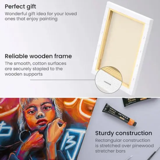 Arteza&reg; 8" x 10" White Stretched Canvases, 12ct. {4}