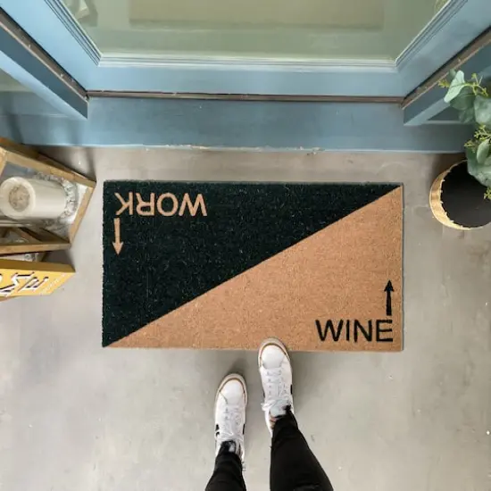 Hello Honey&reg; Natural & Black Work & Wine Coir Doormat {4}
