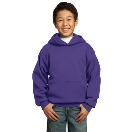 Port & Company&reg; Colors Youth Core Fleece Pullover Hooded Sweatshirt Purple {3}