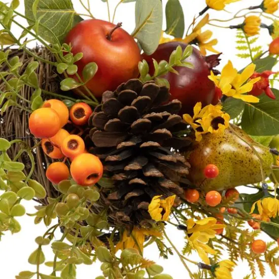 20" Apple & Pear Cornucopia Fall Harvest Decoration {5}