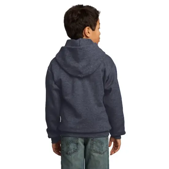 Port & Company&reg; Neutrals Youth Core Fleece Pullover Hooded Sweatshirt Heather Navy {5}