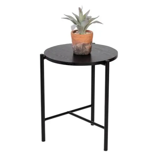 Honey Can Do 18" Black Round Side Table with T-Pattern Base {1}