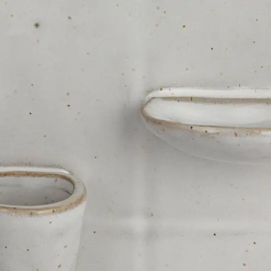 Hello Honey&reg; 9" White Stoneware Wall Vase with 2 Shelves & Reactive Glaze {8}