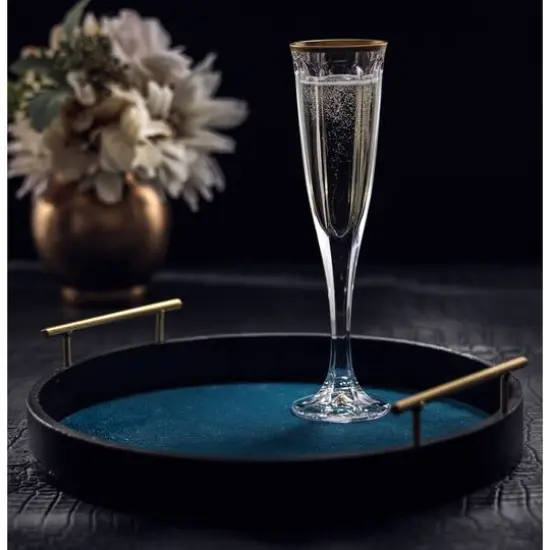 JoyJolt&reg; 4.3oz. Gold Rimmed Windsor Crystal Champagne Flutes, 2ct. {5}