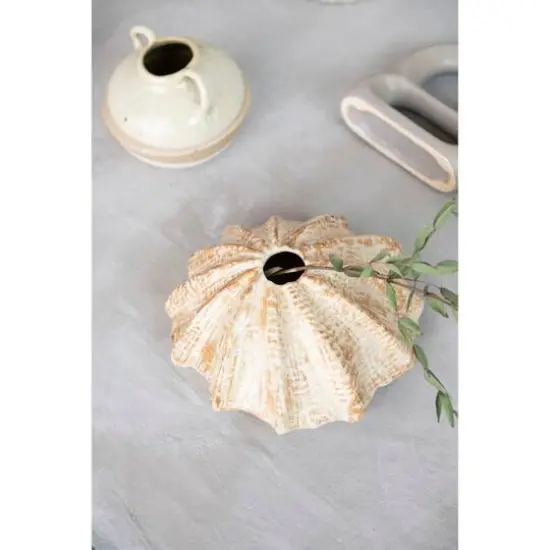 Hello Honey® Bloomingville 6" Tan Reactive Glaze Stoneware Tri-Tone Vase with Handles {9}