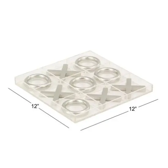 Silver Acrylic & Metal Glam Tic-Tac-Toe Game Set {6}