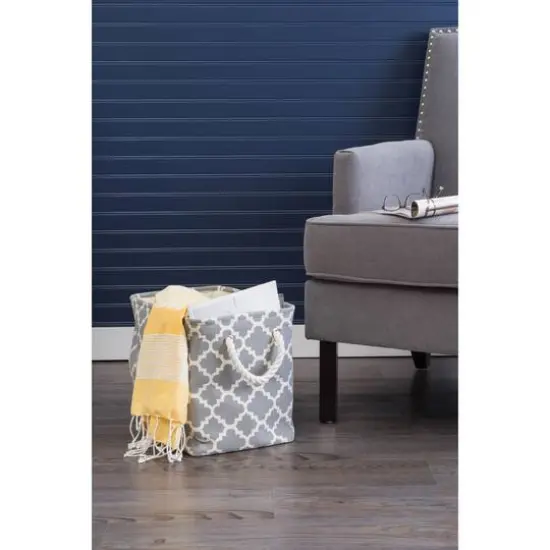 DII&reg; Medium Rectangle Polyester Lattice Bin Gray {4}