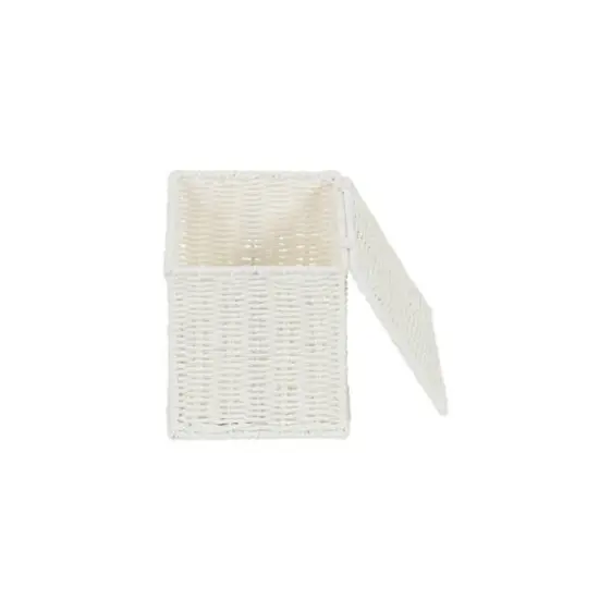 Household Essentials Small White Wicker Basket with Lid {7}