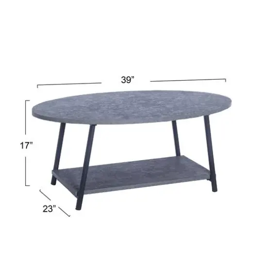 Household Essentials 39" Jamestown Oval Coffee Table Gray {5}