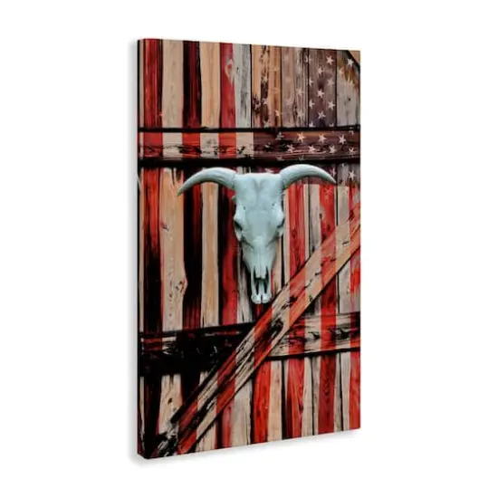 Stupell Industries Patriotic Cow Skull Canvas Wall Art {4}