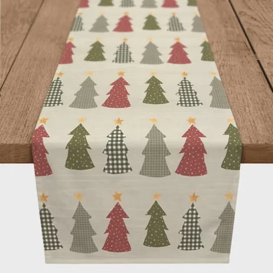 72" Cream Tree Pattern Cotton Twill Runner {1}