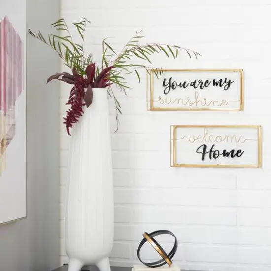 Gold Metal Contemporary Wall Sign Set {3}